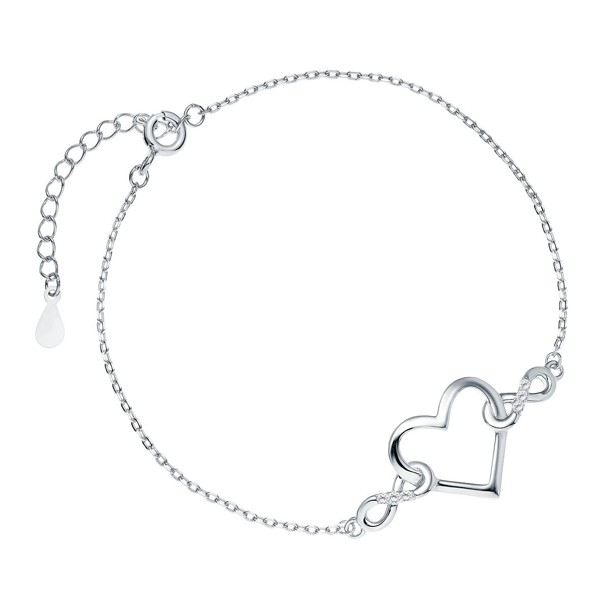 Sterling Silver Heart Infinity Timeless Heart Bracelet - Melchior Jewellery 
