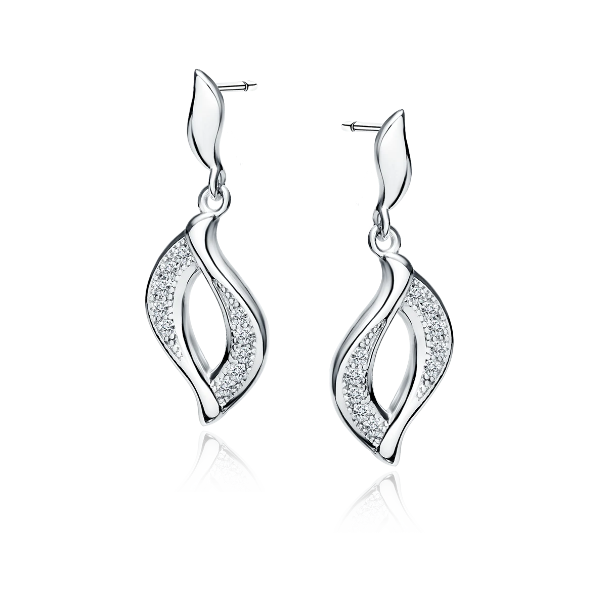 Sterling Silver Clear CZ Fancy Drop Earrings