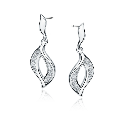 Sterling Silver Clear CZ Fancy Drop Earrings