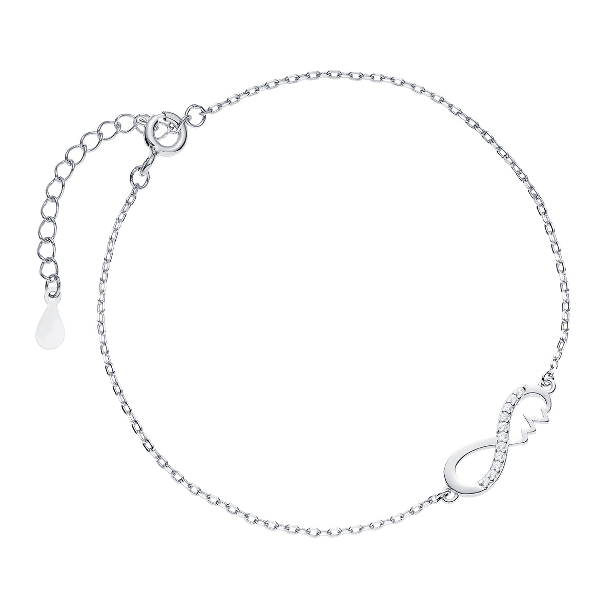 Sterling Silver Cubic Zirconia Infinity Bracelet With Pulse