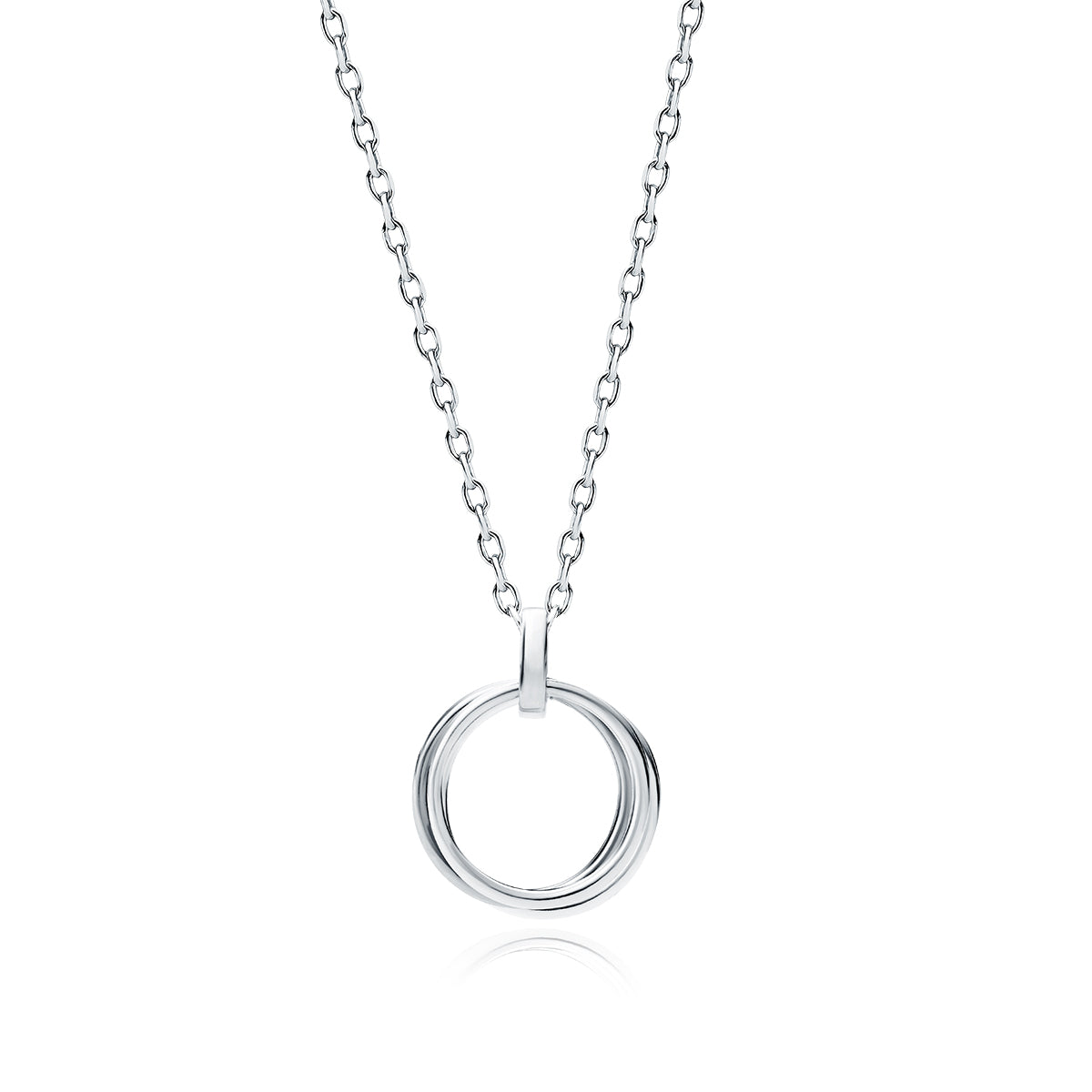 Sterling Silver Double Circles Pendant Necklace