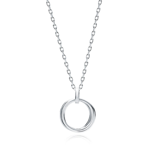 Sterling Silver Double Circles Pendant Necklace