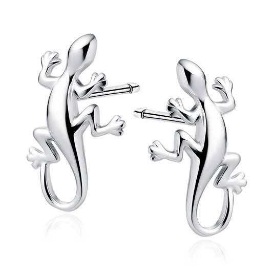 Sterling Silver Gecko Lizard Stud Earrings