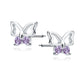 Sterling Silver Violet CZ Butterfly Stud Earrings - Melchior Jewellery 