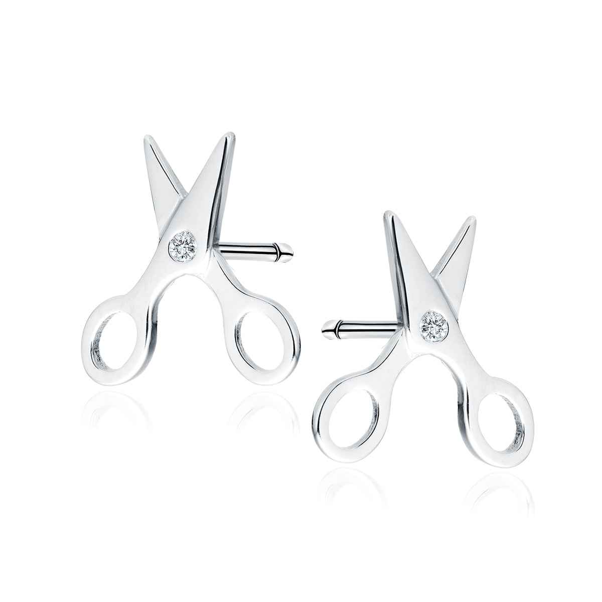 Sterling Silver Small Scissors Stud Earrings