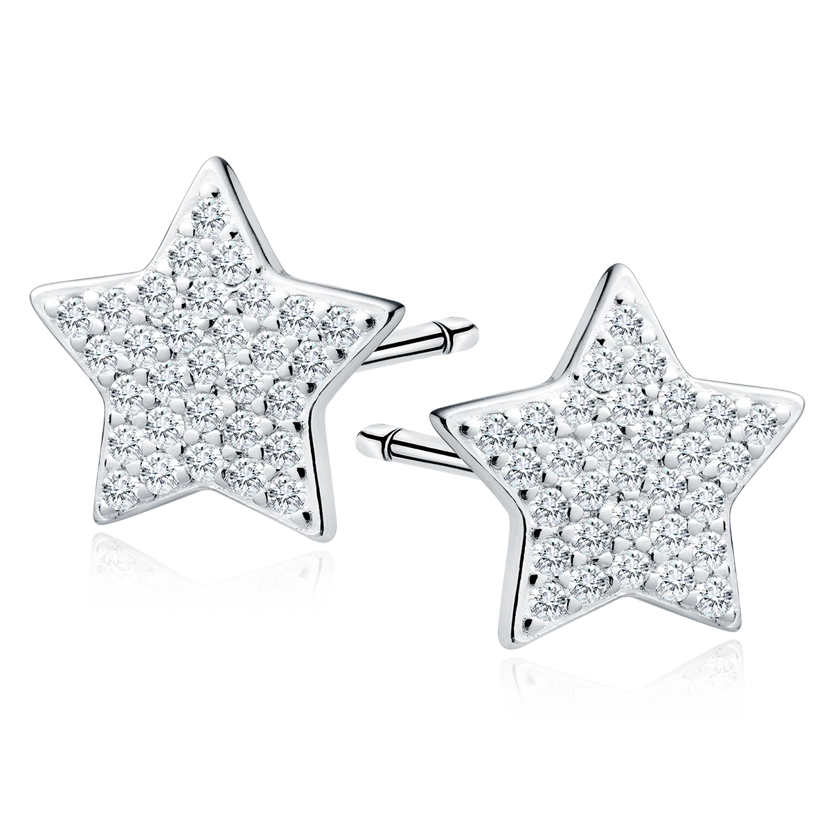 Sterling Silver 10mm Sparkling CZ Star Stud Earrings - Melchior Jewellery 