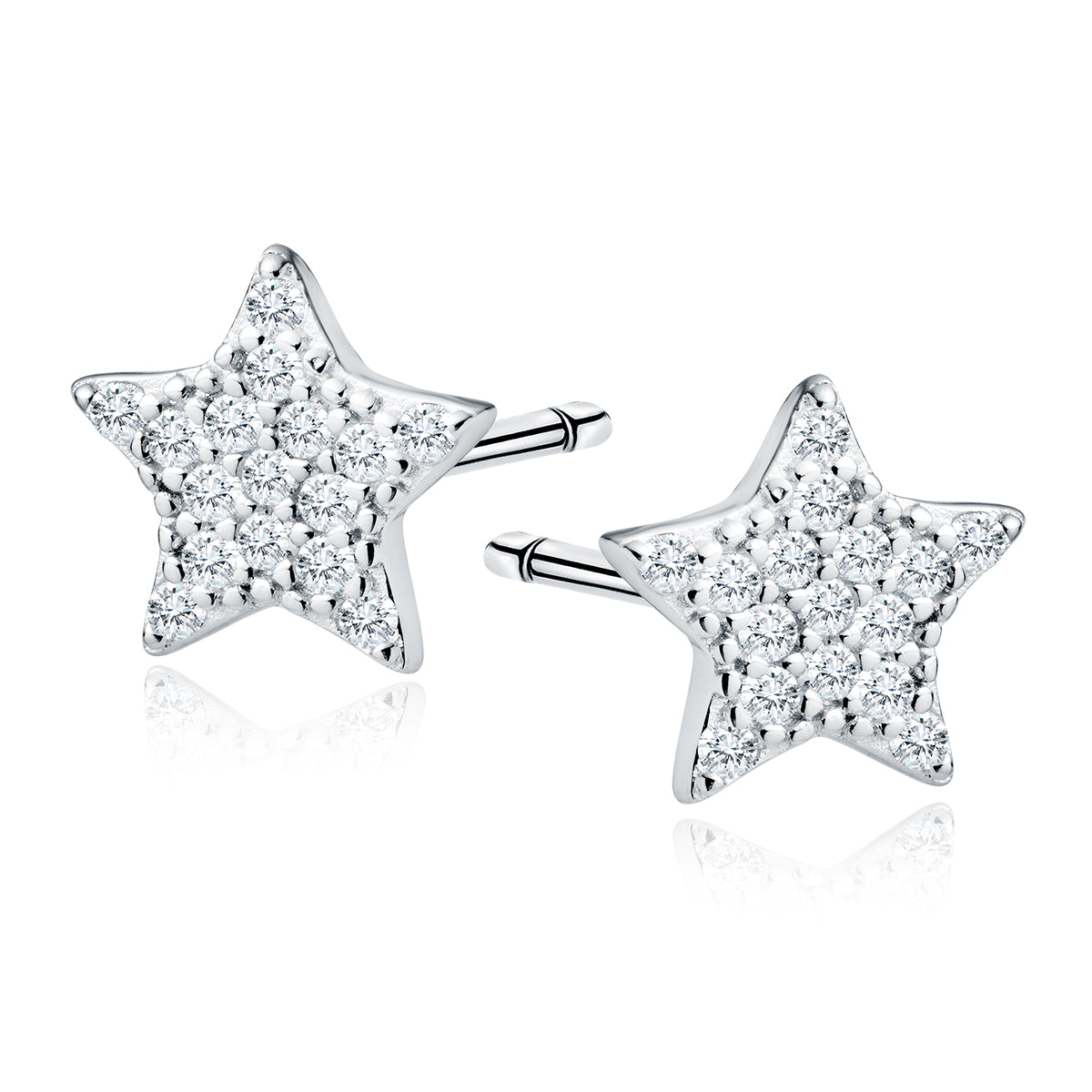 Sterling silver CZ pave star stud earrings