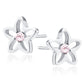Sterling Silver Pink CZ Flower Stud Earrings - Melchior Jewellery 