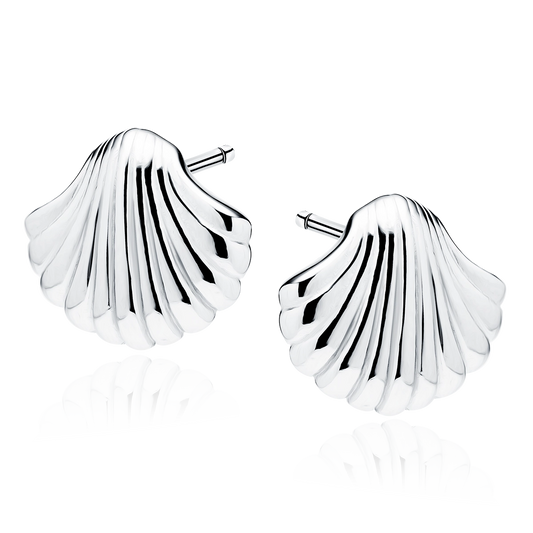 Sterling Silver Seashell Stud Earrings
