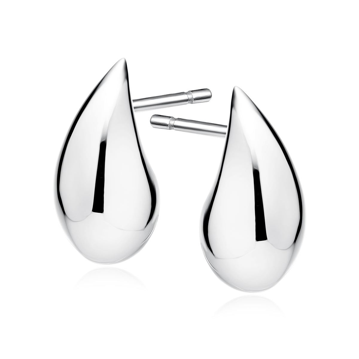 Sterling Silver Large Teardrop Stud Earrings