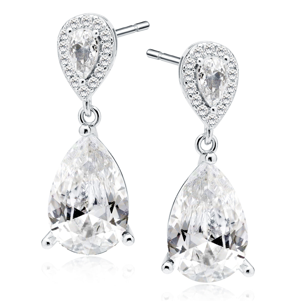 Sterling Silver Clear CZ Drop Earrings