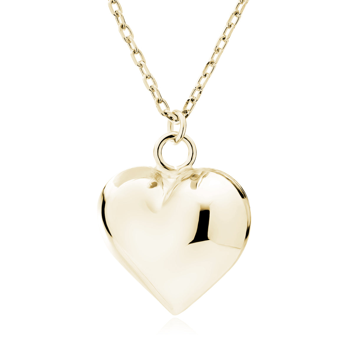 Sterling Silver Puff Heart Necklace With Gold Plating