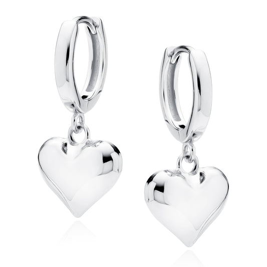 Sterling Silver Heart Hoop Earrings