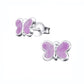 Children's Sterling Silver Purple Glitter Butterfly Stud Earrings