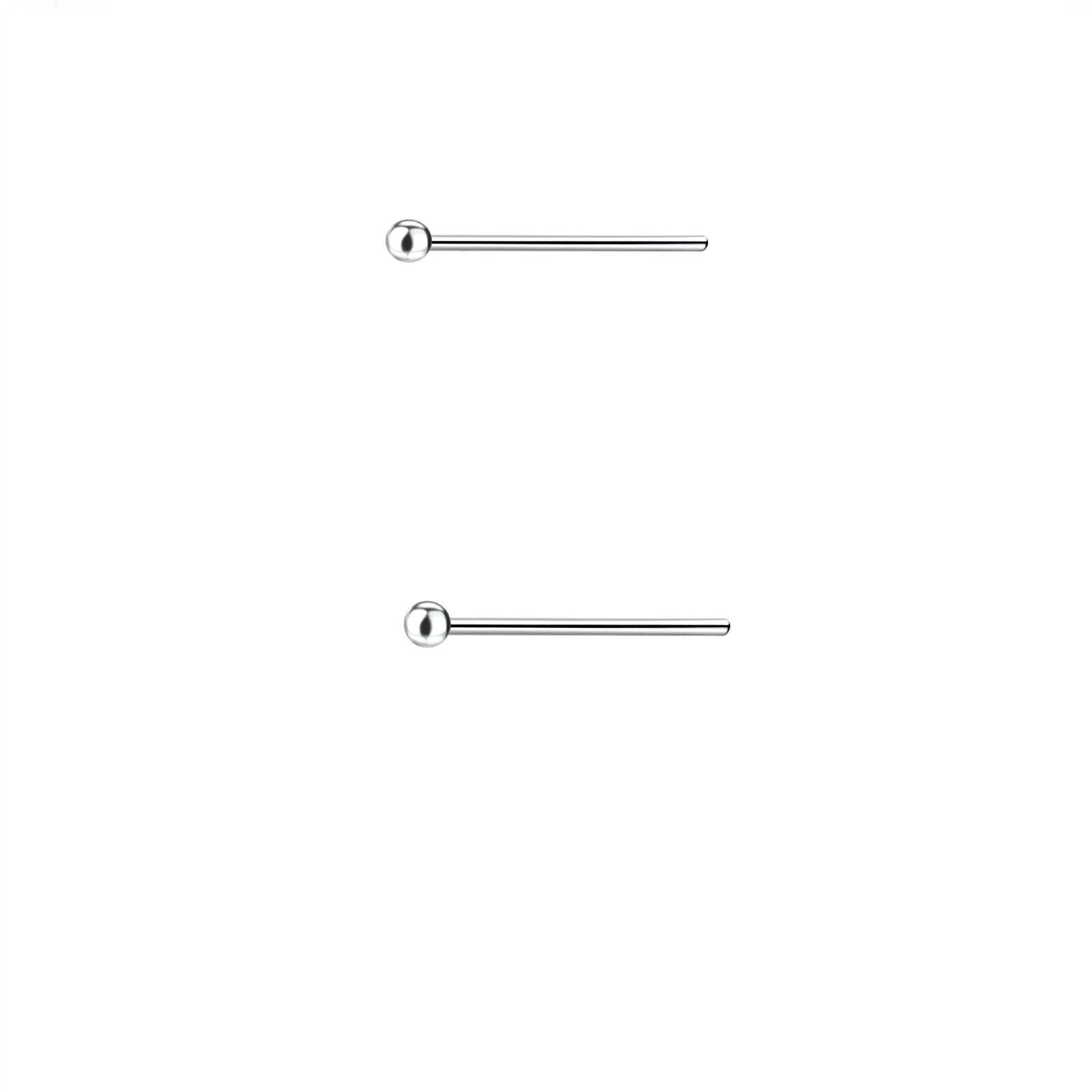 2 x Sterling Silver Tiny 1.5mm Ball Straight Nose Stud - Melchior Jewellery 