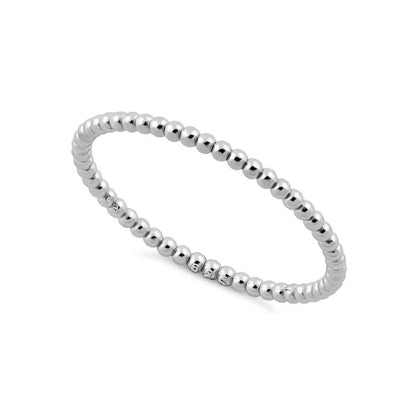 Sterling Silver Thin Beaded Stacking Ring