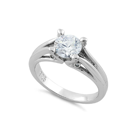 Sterling Silver 7mm Solitaire Engagement Ring