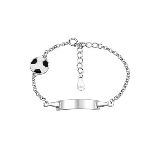 Children's Sterling Silver Football Charm Bracelet