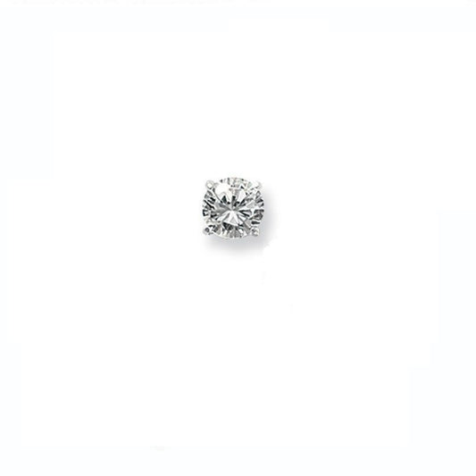 Sterling Silver Mens 6mm Round CZ Stud Single Earring
