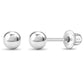 Children's Sterling Silver Screw Back Ball - Choose Your Size