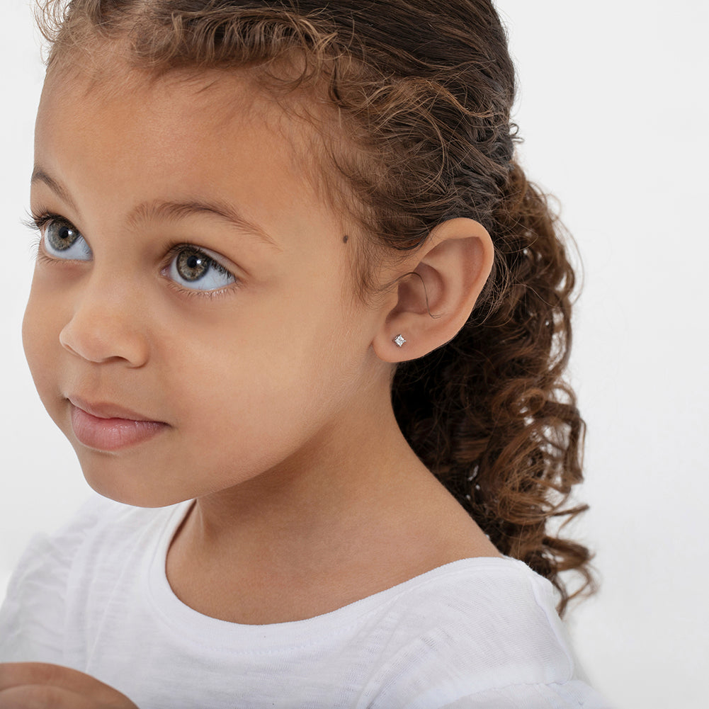 Little girl earrings white on sale gold