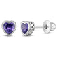 Sterling Silver Girls February Birthstone Screw Back Earrings