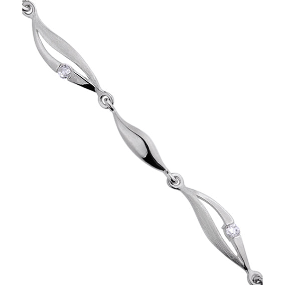 Sterling Silver Fancy Bracelet With Cubic Zirconia