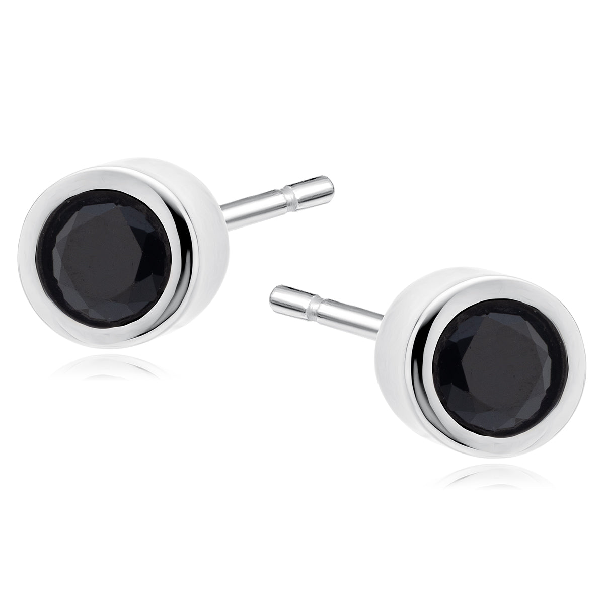 Sterling Silver 5mm Round Black CZ Stud Earrings - Melchior Jewellery 
