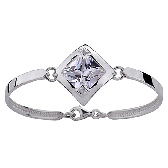 Sterling Silver Large Diamond Shape CZ Bracelet