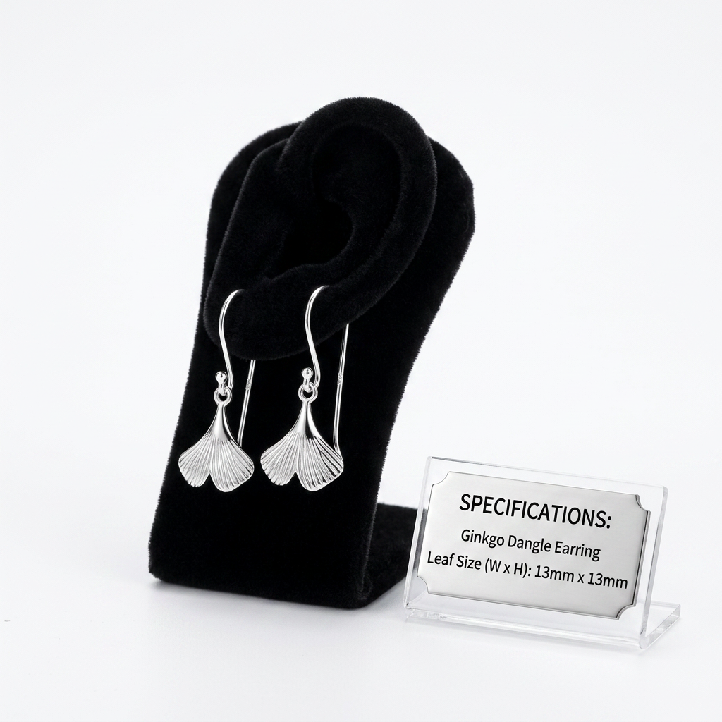 Sterling Silver Ginkgo Leaf Dangle Earrings for Women - Melchior Jewellery 