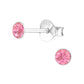 Melchior Jewellery childrens 4mm round cubic zirconia earrings with pink stones and sterling silver posts