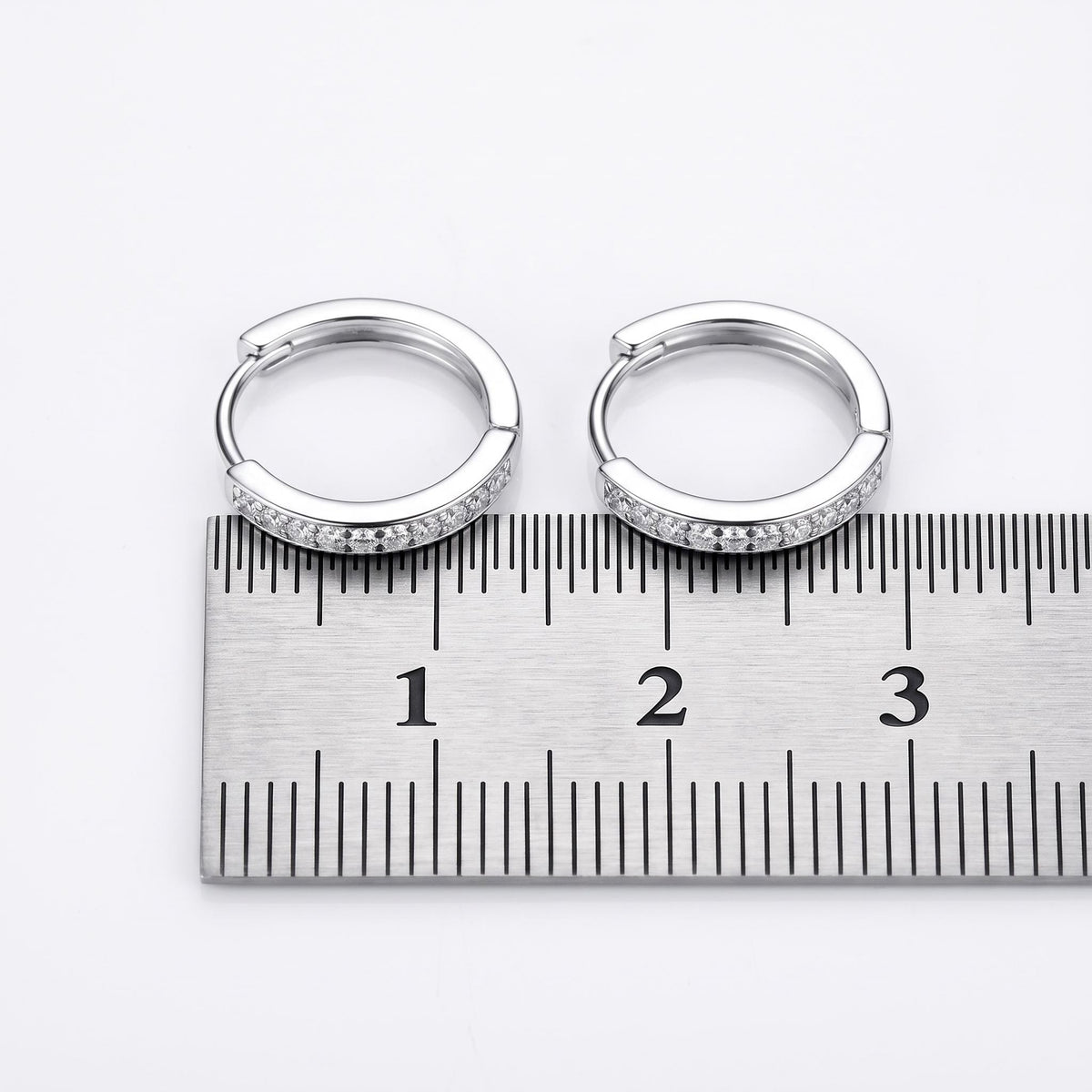 Sterling Silver 13mm CZ Hinged Huggie Hoop Earrings - Melchior Jewellery