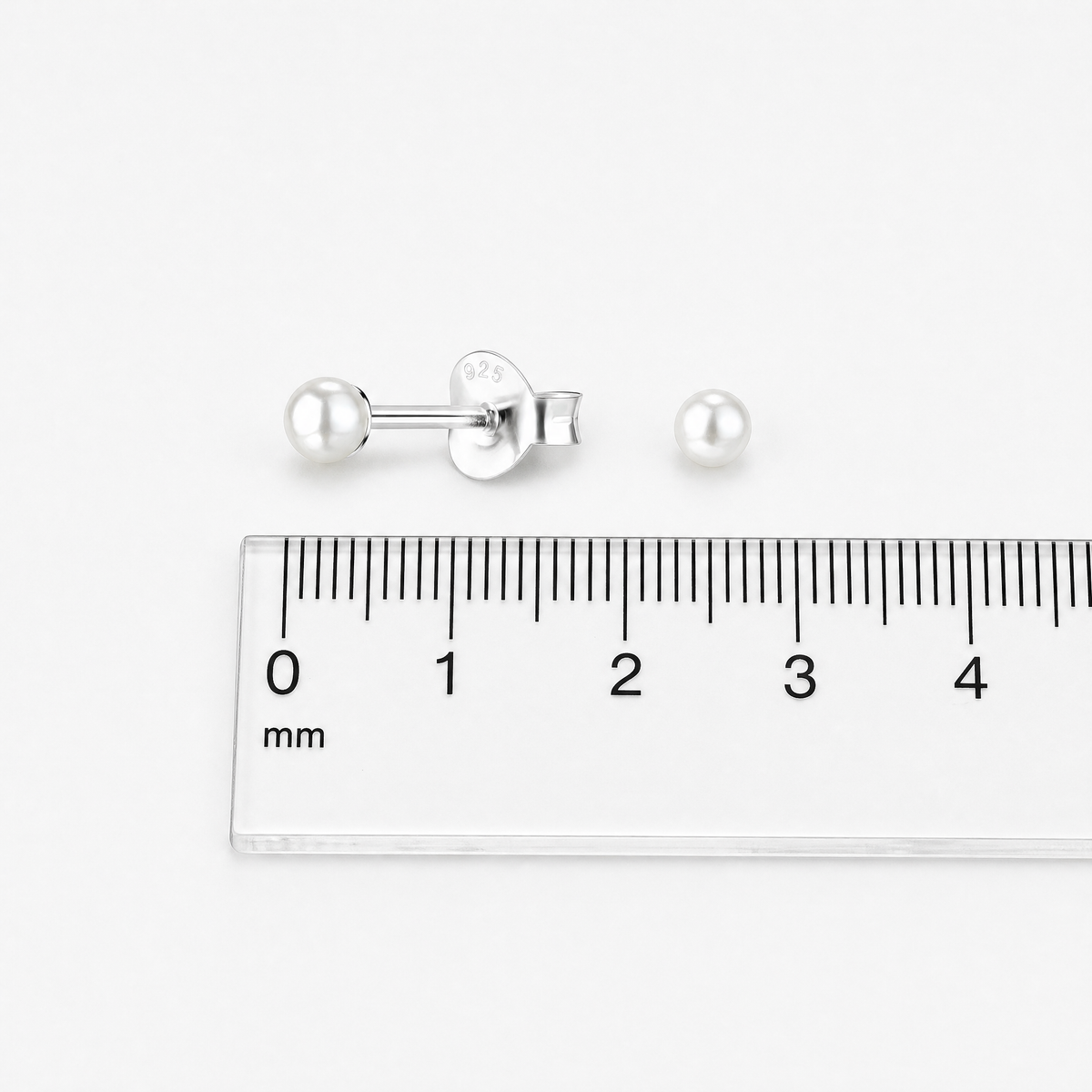 Kids white pearl stud earrings dimensions