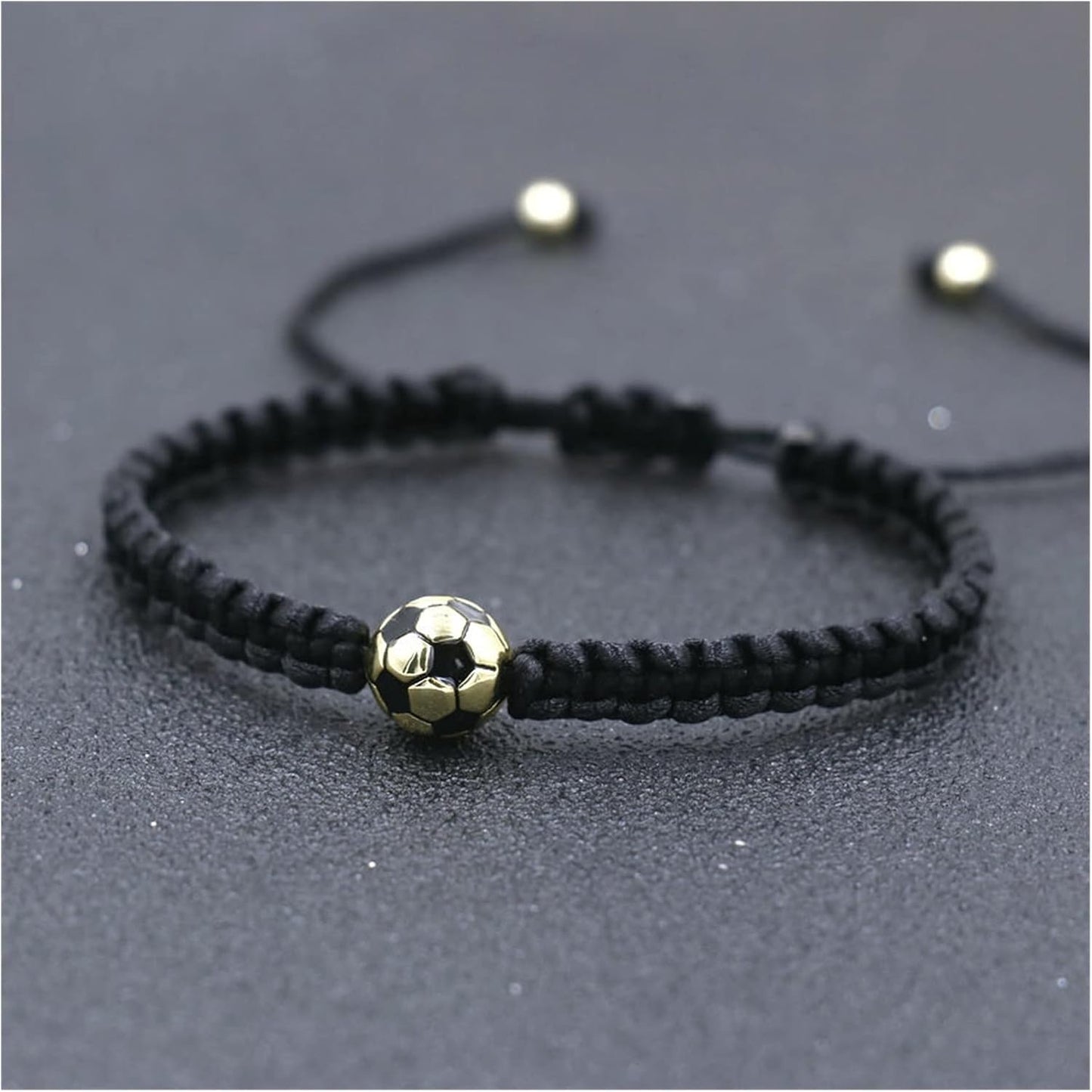 Children's Girls Boys Adjustable Silver Black Football Friendship Bracelet