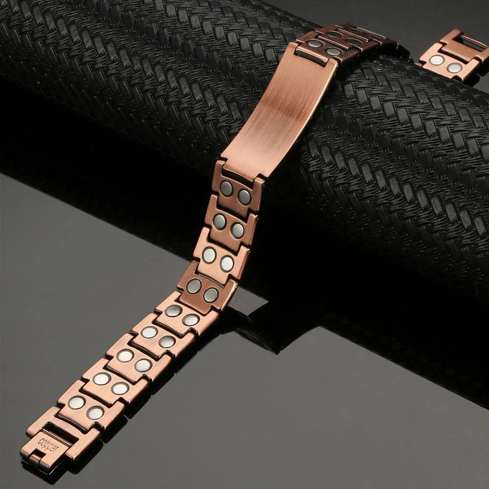 Men's black copper magnetic bracelet with linked design