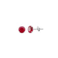 Sterling Silver Round CZ Ruby Red Stud Earrings -Choose Your Size