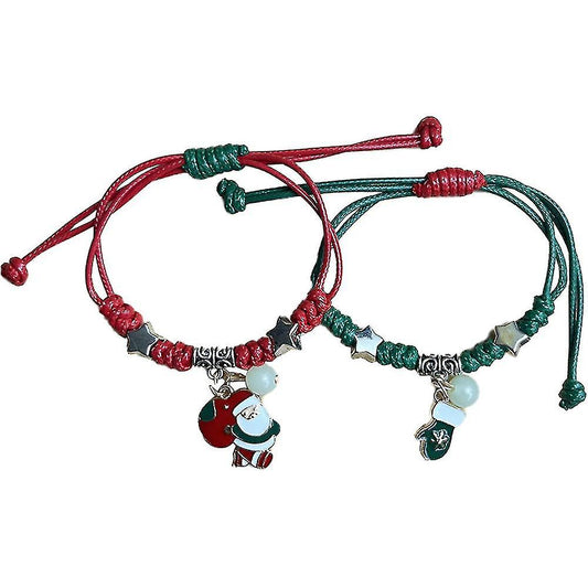 Children's Adjustable Christmas Santa & Stocking Friendship Bracelet Set