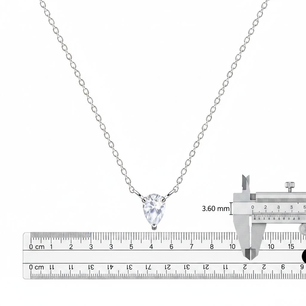 925 Sterling Silver Cubic Zirconia Teardrop Pendant Necklace