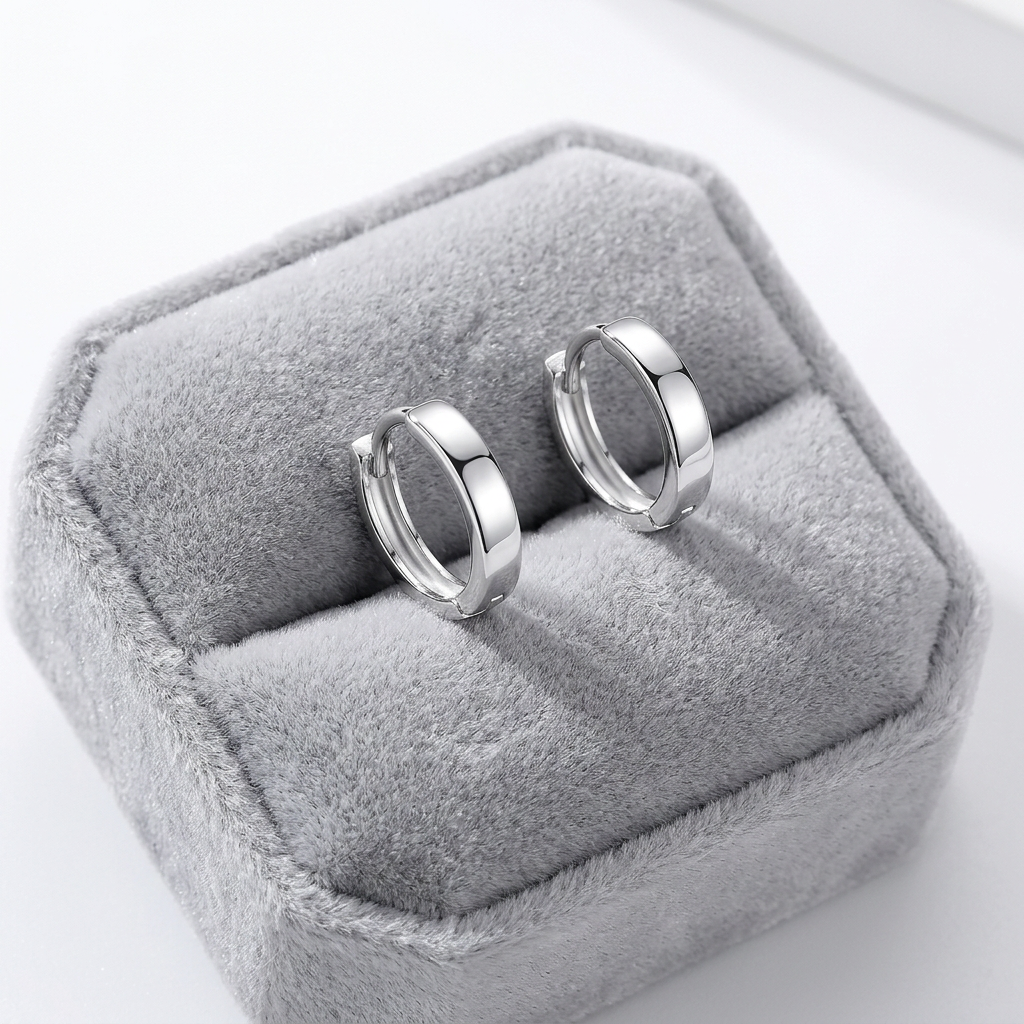 Sterling Silver 10mm Hinged Micro-Huggie Hoop - Melchior Jewellery 
