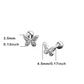 Sterling Silver Small  Butterfly Screw Back Earrings