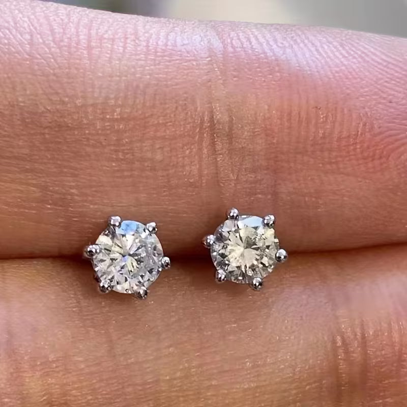 Stainless Steel Solitaire Round CZ Stone Stud Earrings - Melchior Jewellery 
