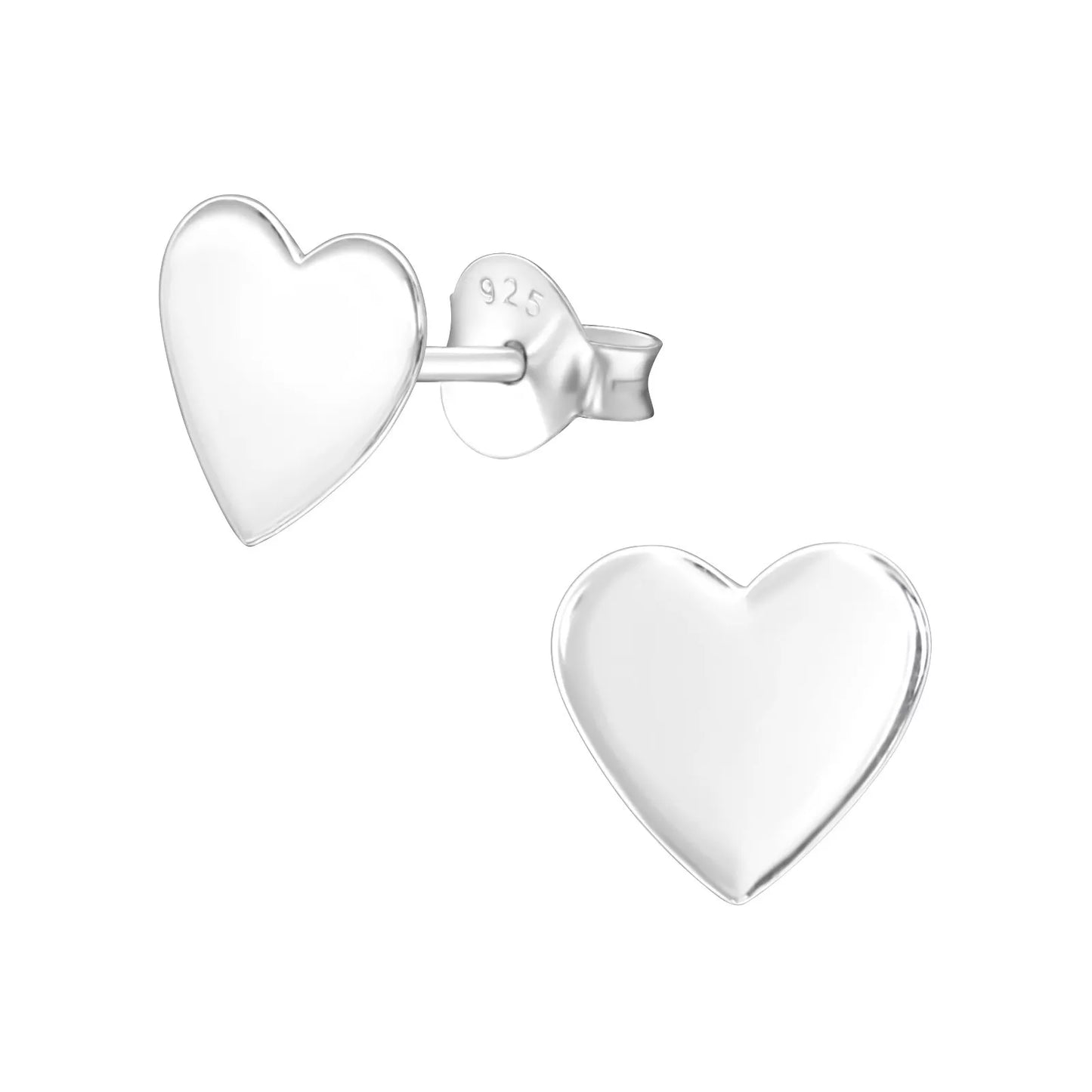 Melchior Jewellery 8mm plain silver earrings in heart shape for children with stud backs