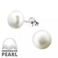 Sterling Silver White Fresh Water Pearl Stud Earrings - Choose Your Size