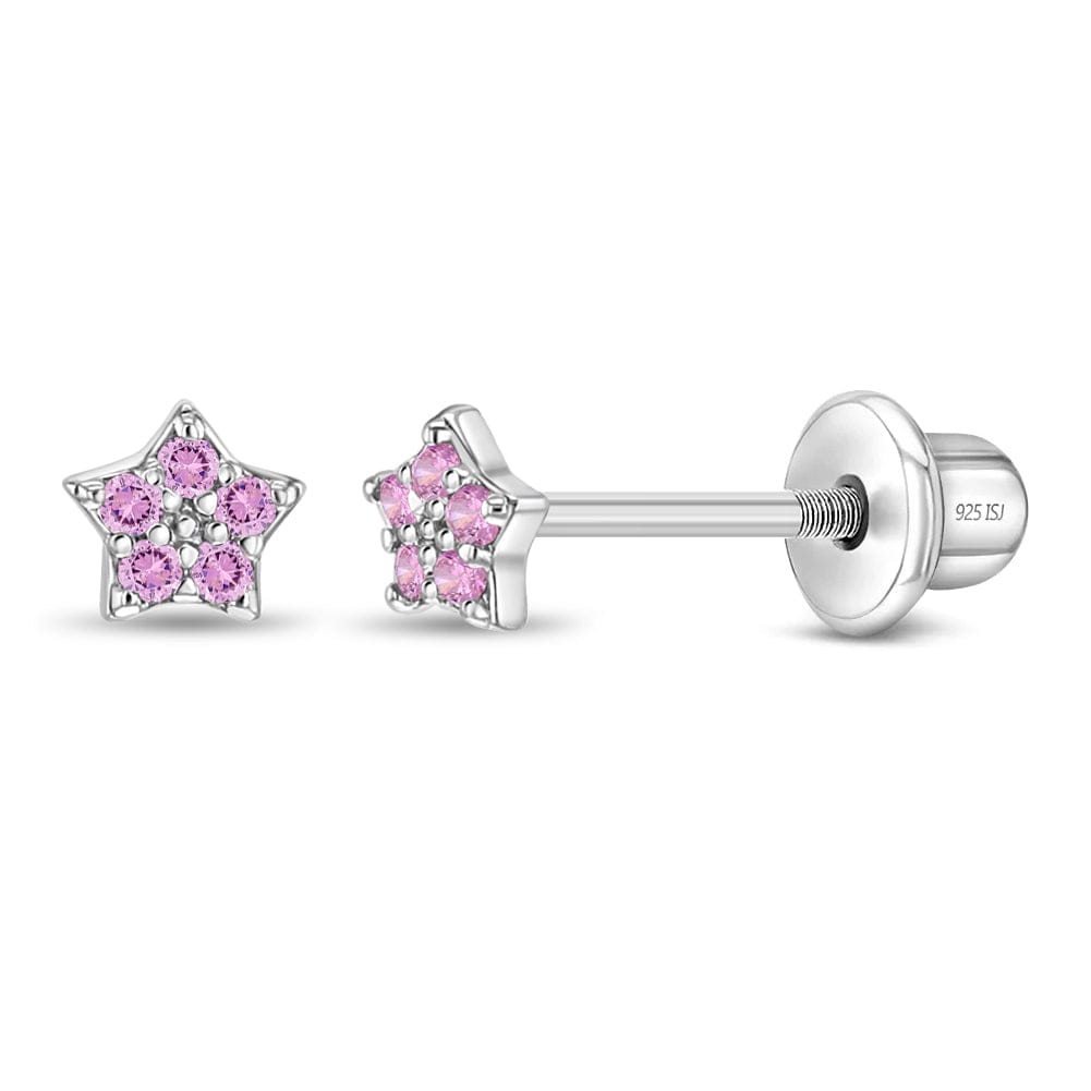 Sterling Silver Kids Tiny Star Screw Back Earrings