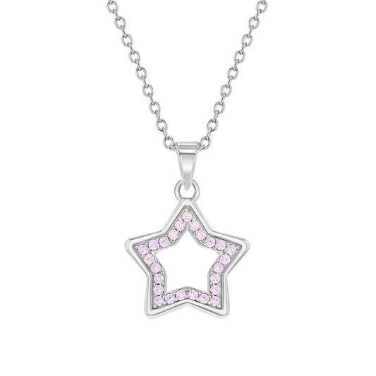 Sterling Silver Open CZ Star Children's Necklace