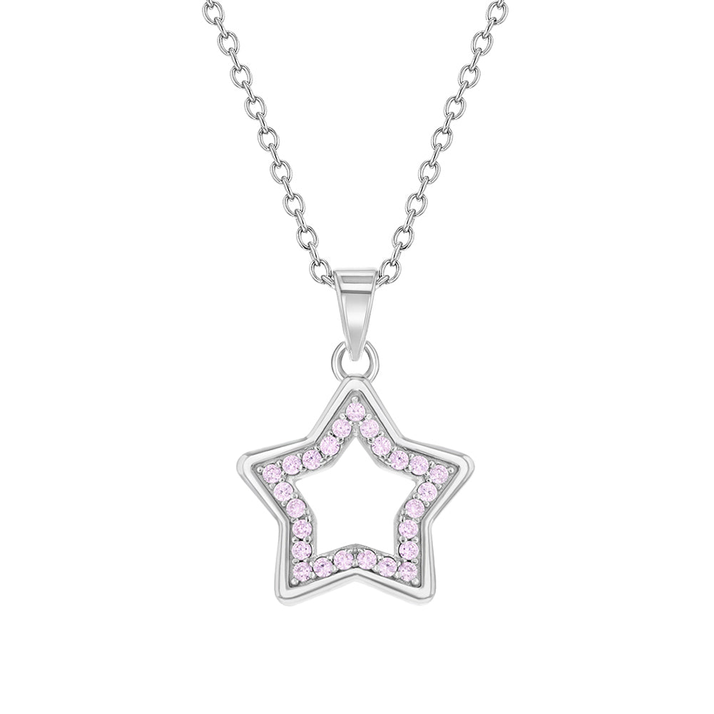 Sterling Silver Open CZ Star Children's Necklace