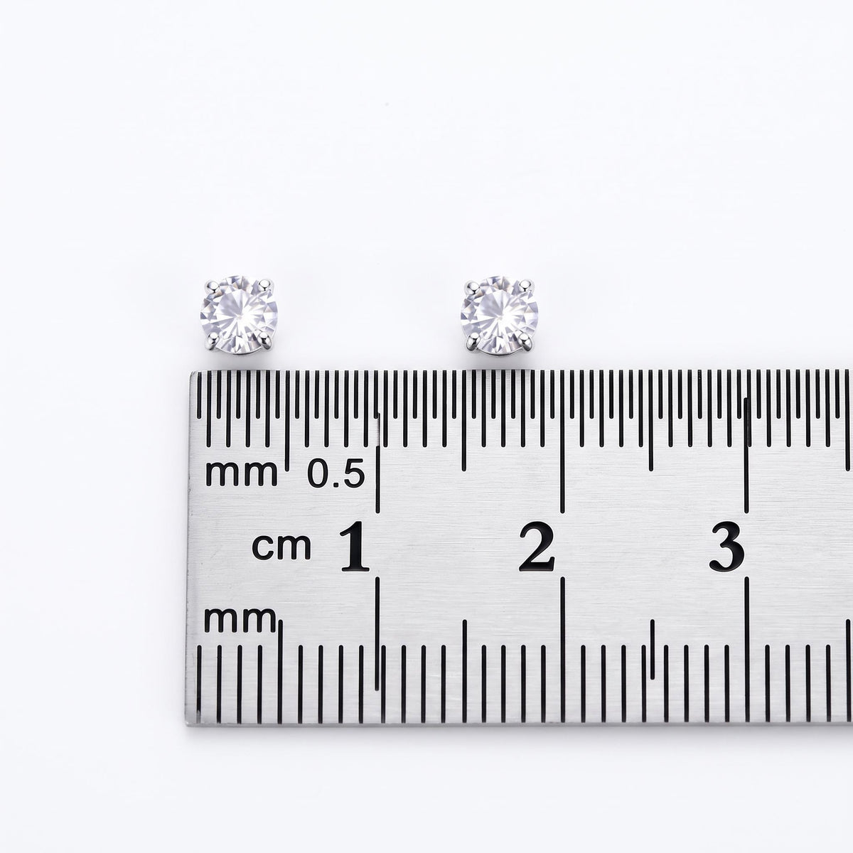 Sterling Silver 3mm Round Moissanite Stud Earrings