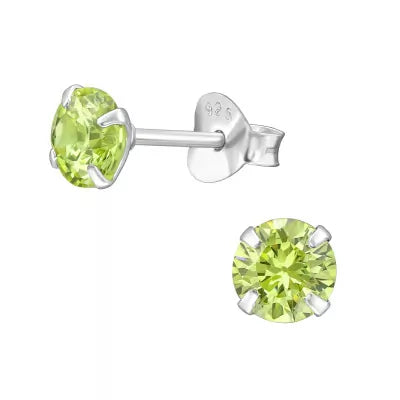 August sterling silver birthstone stud earrings