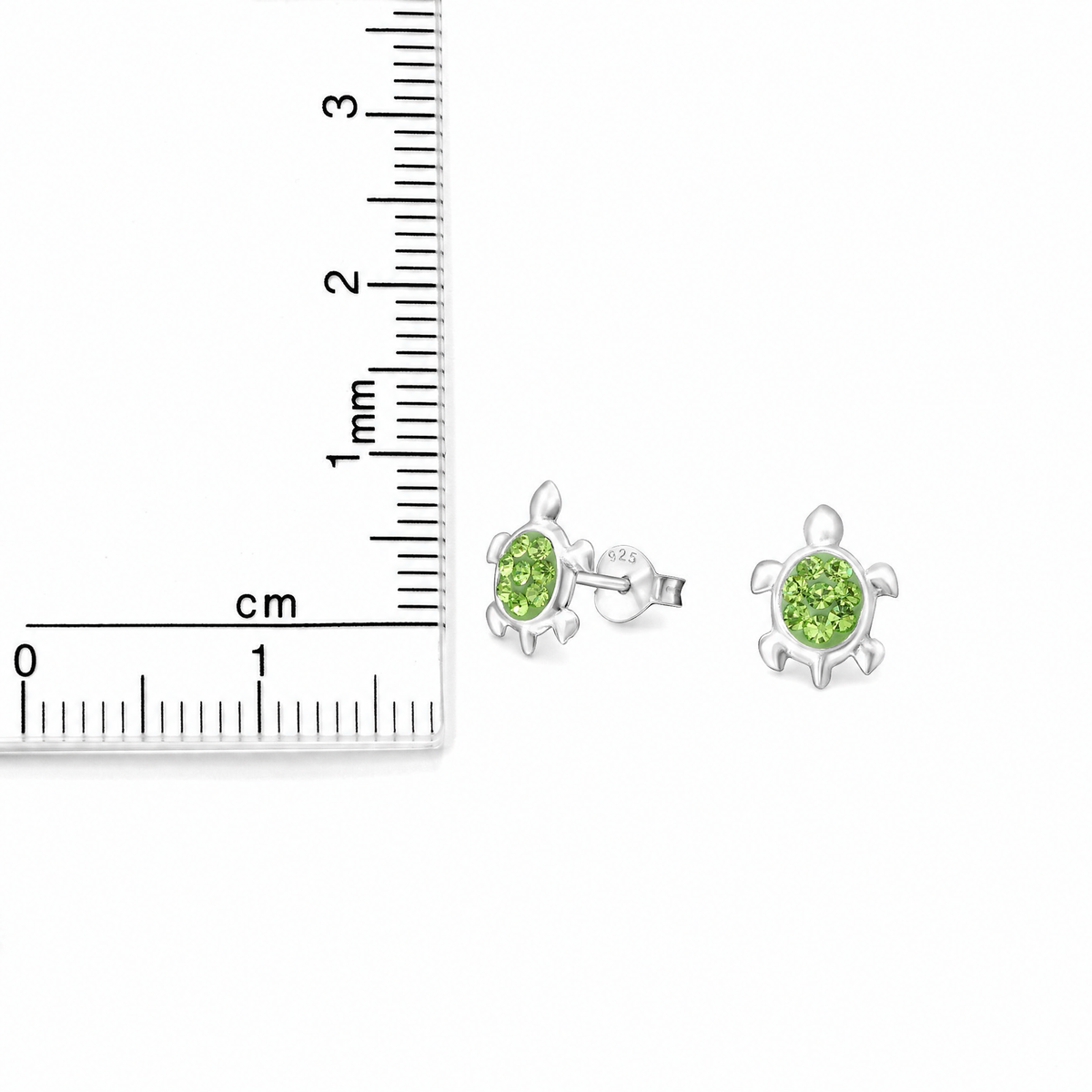 Girls Sterling Silver CZ Turtle Stud Earrings - Melchior Jewellery