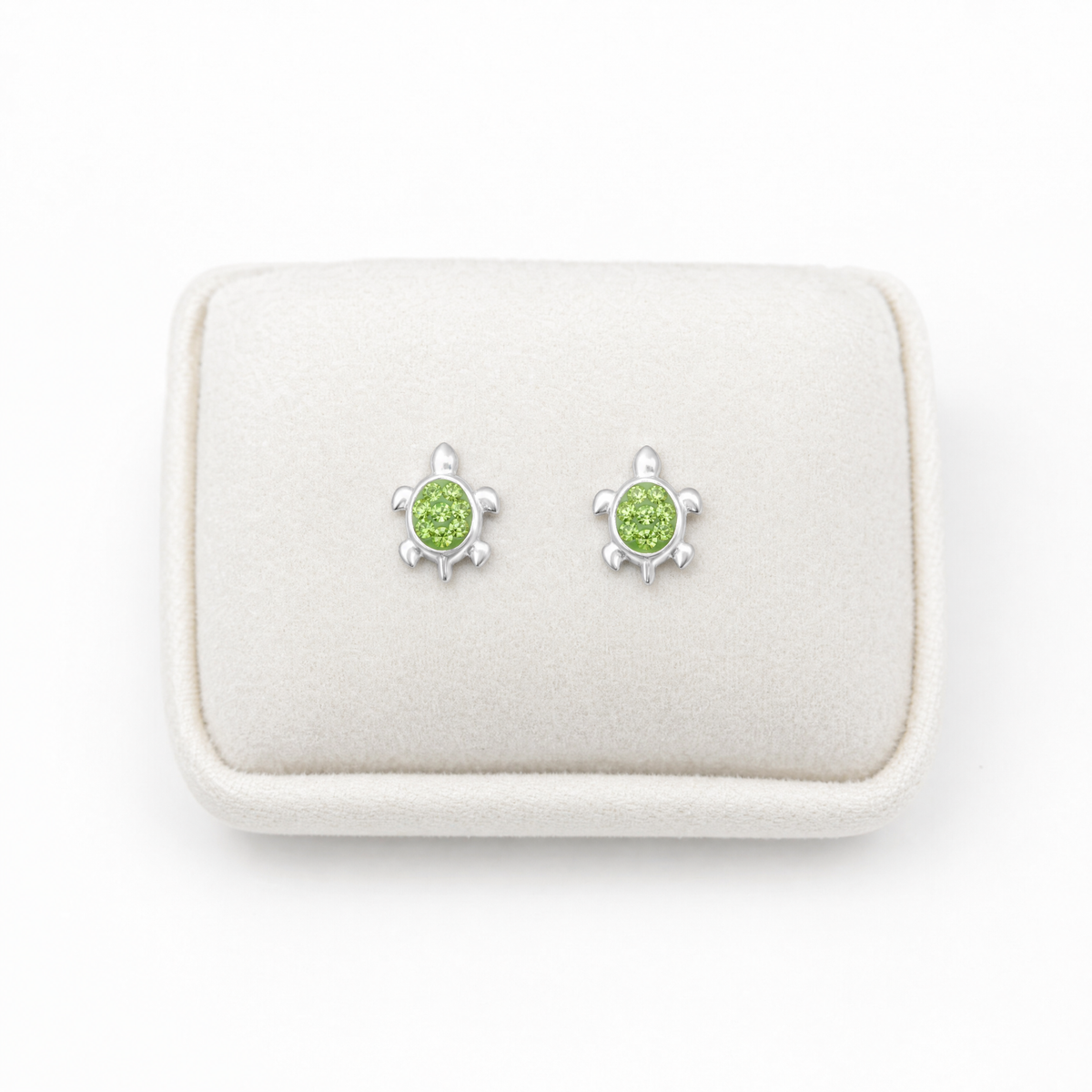 Girls Sterling Silver CZ Turtle Stud Earrings - Melchior Jewellery